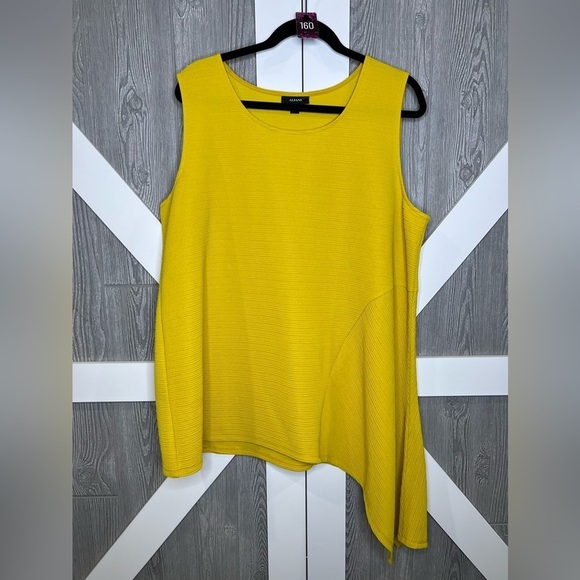 160. LIKE NEW Alfani Textured Asymmetrical Tank Mustard yellow 3X - Picture 1 of 6